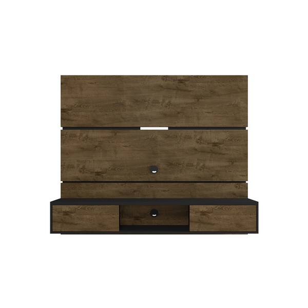 Manhattan Comfort Vernon 62.99 Floating Entertainment Center, Rustic Brown and Black 236BMC98